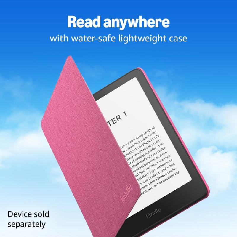Amazon Kindle Paperwhite 12th Gerneration Colorsoft Case, Lightweight and Water-Safe, Foldable Protective Cover, Fabric - Raspberry