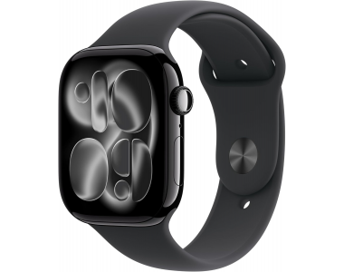 Apple Watch Series 11 (GPS, 46mm) - Jet Black Aluminium Case with M/L Black Sport Band