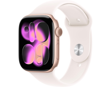 Apple Watch Series 11 (GPS, 42mm) - Rose Gold Aluminium Case with M/L Light Blush Sport Band