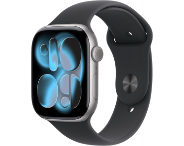 Apple Watch Series 11 (GPS, 42mm) - Space Grey Aluminium Case with M/L Black Sport Band