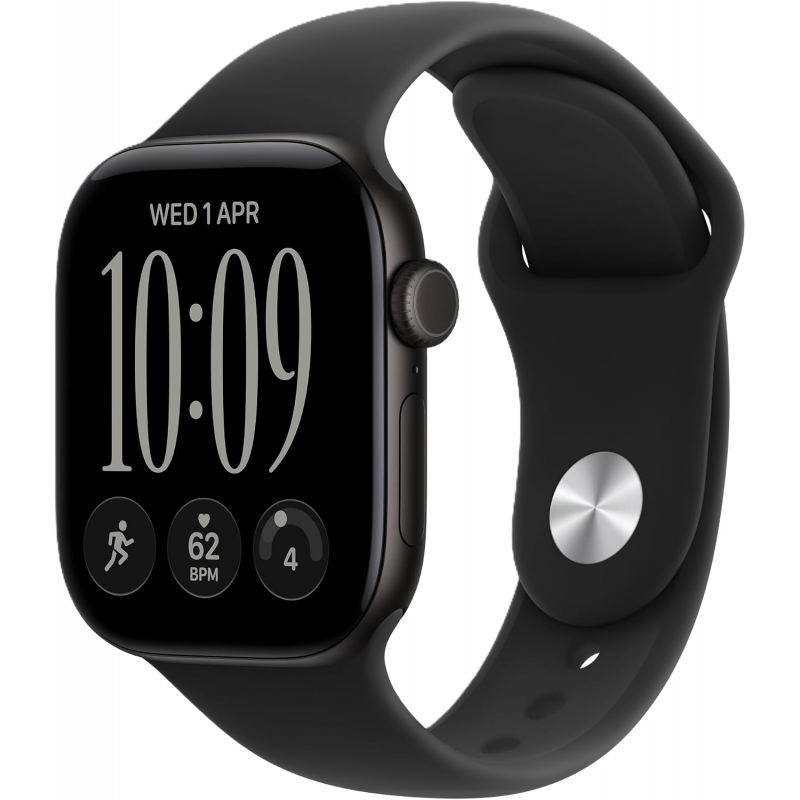 Apple Watch Series 12 (GPS, 42mm) - Black Aluminium Case with M/L Black Sport Band