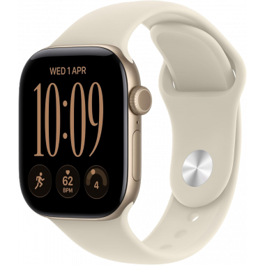 Apple Watch Series 12 (GPS, 46mm) - Light Gold Aluminium Case with M/L Sand Sport Band