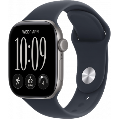 Apple Watch Series 12 (GPS, 46mm) - Space Grey Aluminium Case with M/L Navy Blue Sport Band