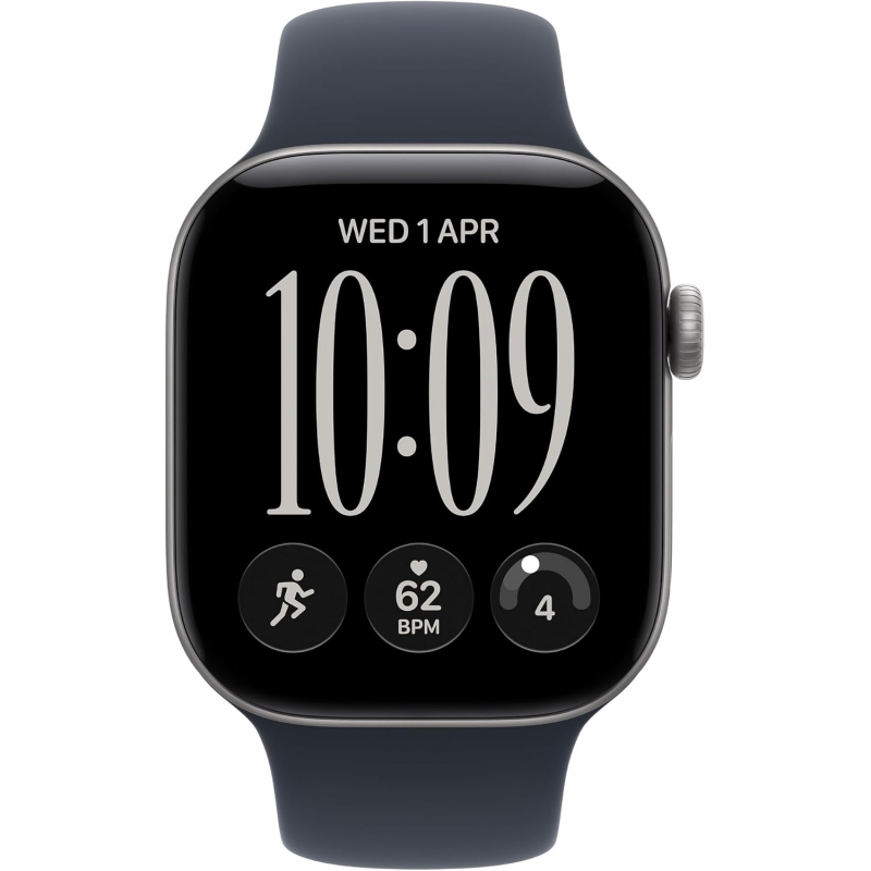 Apple Watch Series 12 (GPS, 46mm) - Space Grey Aluminium Case with M/L Navy Blue Sport Band