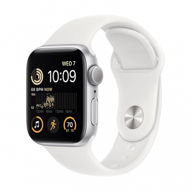 Apple Watch SE 2022 2nd Generation (GPS, 44mm) - Silver Aluminium Case with S/M White Sport Band