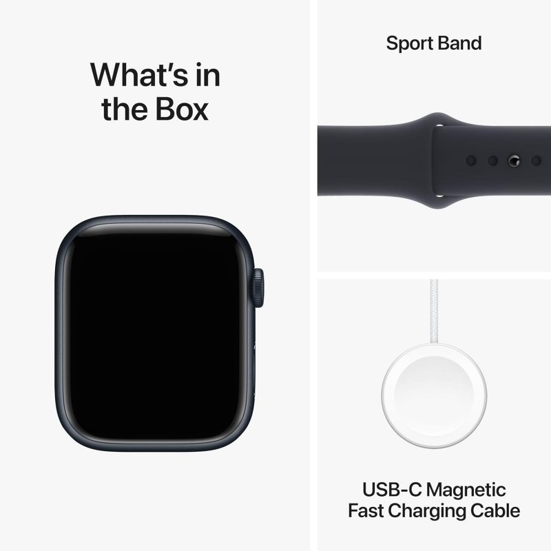 Apple Watch Series 9 (GPS, 45mm) - Midnight Aluminium Case with M/L Midnight Sport Band