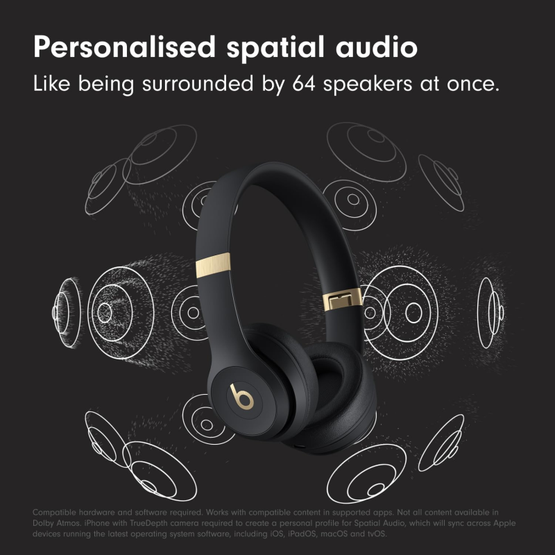 Beats Solo 4 Wireless Bluetooth On-Ear Headphones - Black and Gold