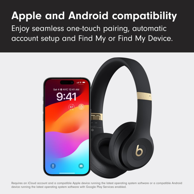 Beats Solo 4 Wireless Bluetooth On-Ear Headphones - Black and Gold