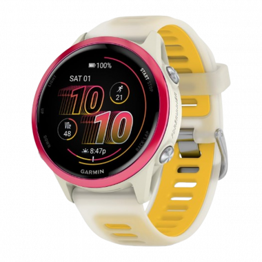 Garmin Forerunner 570 (GPS, 42mm) - Raspberry Aluminum with Translucent Bone/Mango Band 