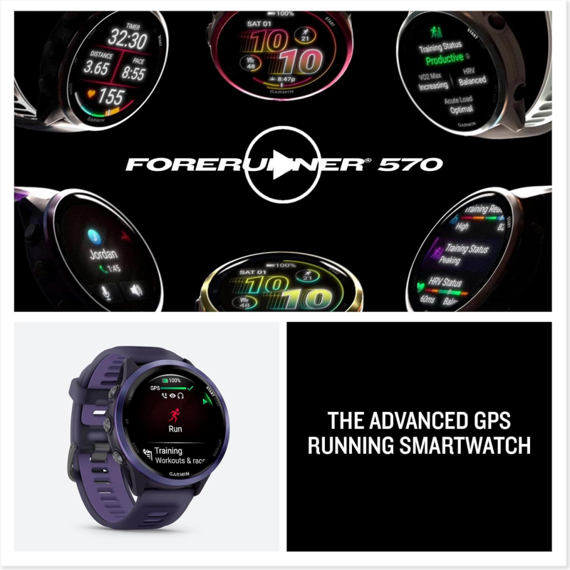 Garmin Forerunner 570 (GPS, 47mm) - Indigo Aluminum with Translucent Imperial Purple/Indigo Band