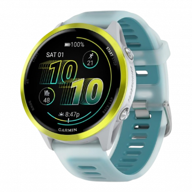 Garmin Forerunner 570 (GPS, 47mm) - Amp Yellow Aluminum with Translucent Whitestone/Turquoise Band 