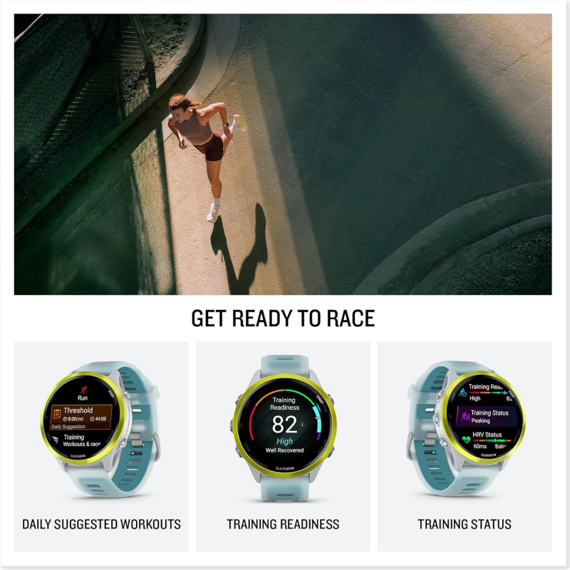 Garmin Forerunner 570 (GPS, 47mm) - Amp Yellow Aluminum with Translucent Whitestone/Turquoise Band