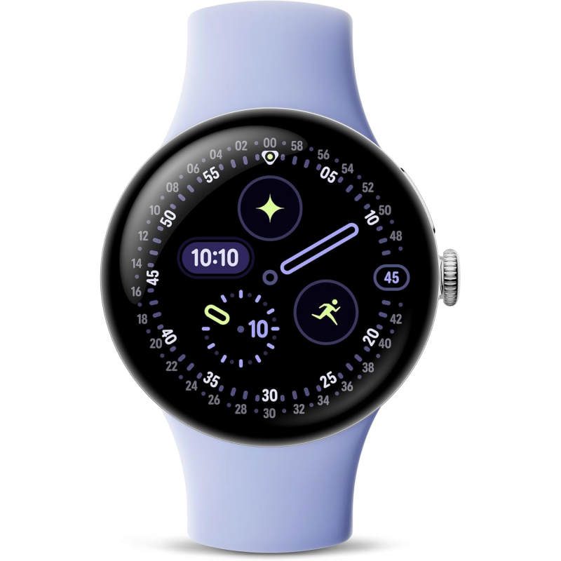 Google Pixel Watch 4 Wi-Fi (41mm) - Polished Silver Aluminium Case with Iris Active Band