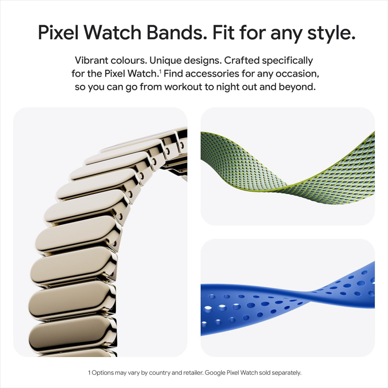Google Pixel Watch 4 Wi-Fi (41mm) - Champagne Gold Aluminium Case with Lemongrass Active Band