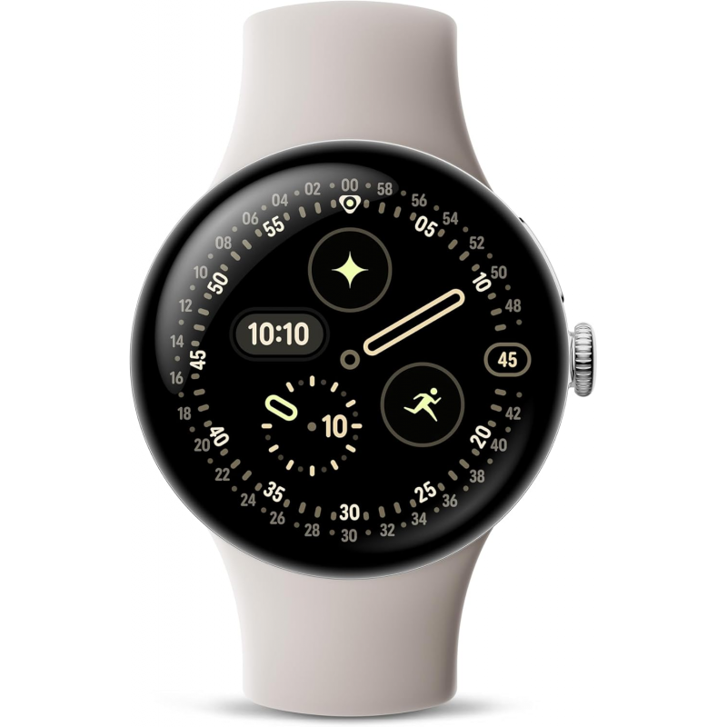 Google Pixel Watch 4 Wi-Fi (41mm) - Polished Silver Aluminium Case with Porcelain Active Band