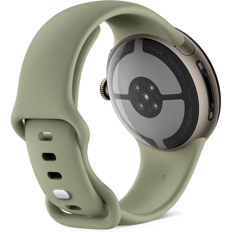 Google Pixel Watch 5 Wi-Fi (41mm) - Satin Pyrite Aluminium Case with Olive Active Band