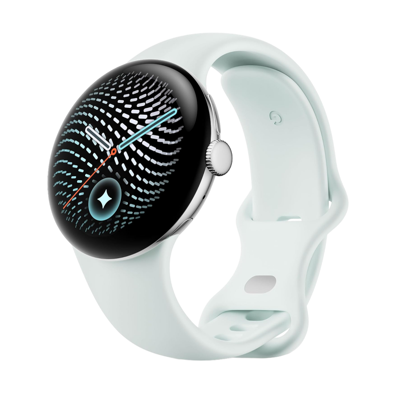 Google Pixel Watch 5 Wi-Fi (41mm) - Polished Silver Aluminium Case with Fog Active Band