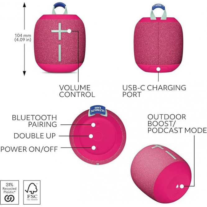 Logitech Ultimate Ears WONDERBOOM 4 - Pink