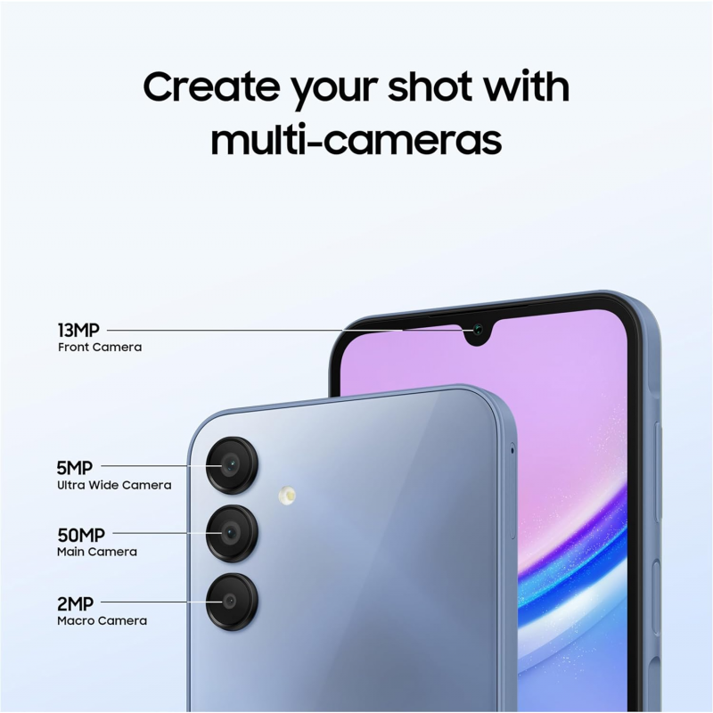 Samsung Galaxy A15 4G Smartphone (6+128GB, Dual Sim) -  Blue