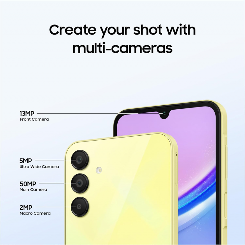 Samsung Galaxy A15 4G Smartphone (6+128GB, Dual Sim) - Yellow