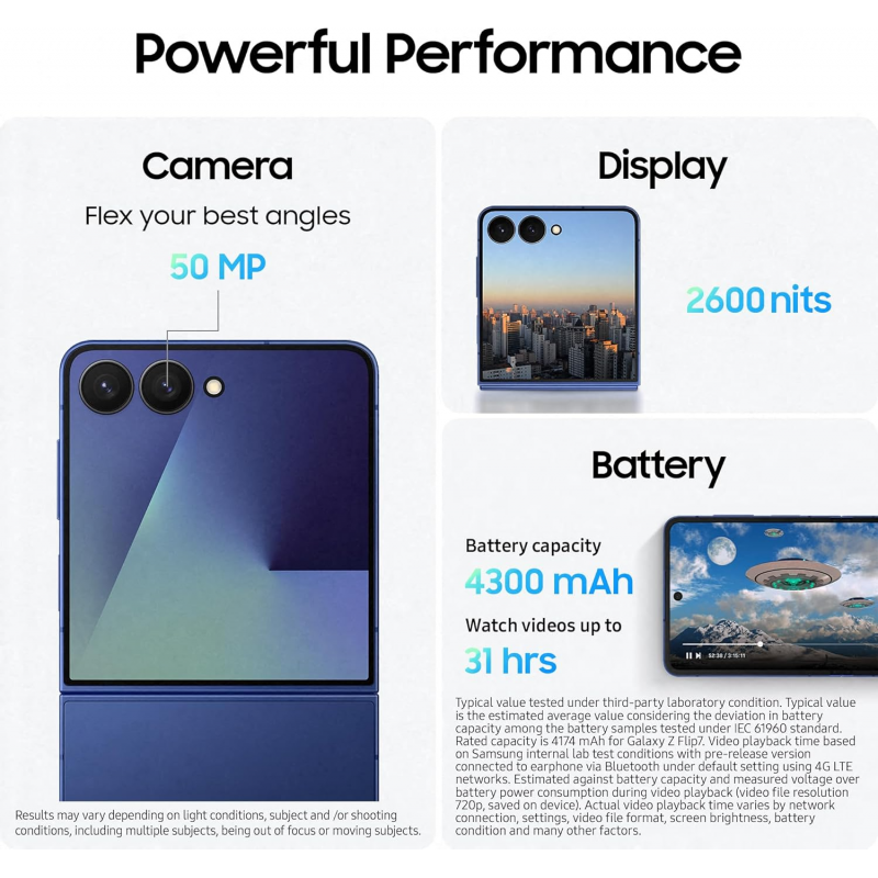 Samsung Galaxy Z Flip 7 5G Smartphone (12+512GB) - Blue Shadow