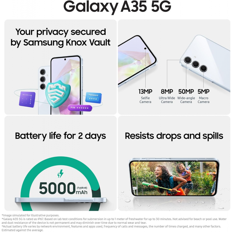 Samsung Galaxy A35 5G Smartphone (Dual-SIMs, 6+128GB) - Awesome Lilac