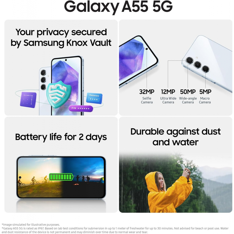 Samsung Galaxy A55 5G Smartphone (Dual-SIMs, 8+128GB) - Awesome Lemon