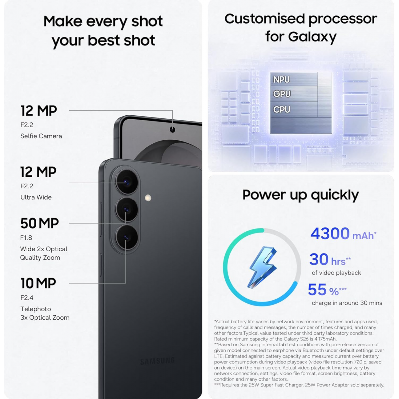 Samsung Galaxy S26 5G Smartphone (Dual-SIMs, 12GB+256GB) - Black