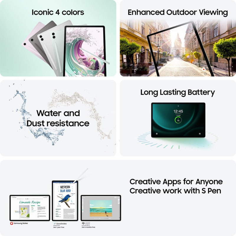 Samsung Galaxy Tab S9 FE (5G, 6+128GB, S Pen Included) - Gray