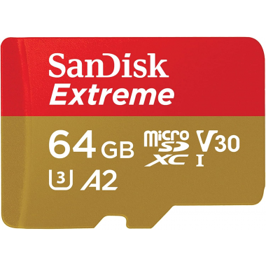 SanDisk Extreme 64GB microSDXC Memory Card (A2, Class 10, UHH-I, U3, V30)