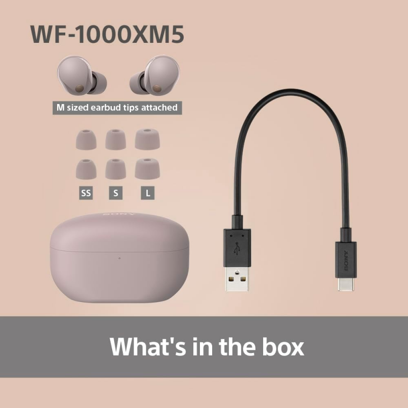 Sony WF-1000XM5 True Wireless Noise Cancelling Headphones - Smoky Pink