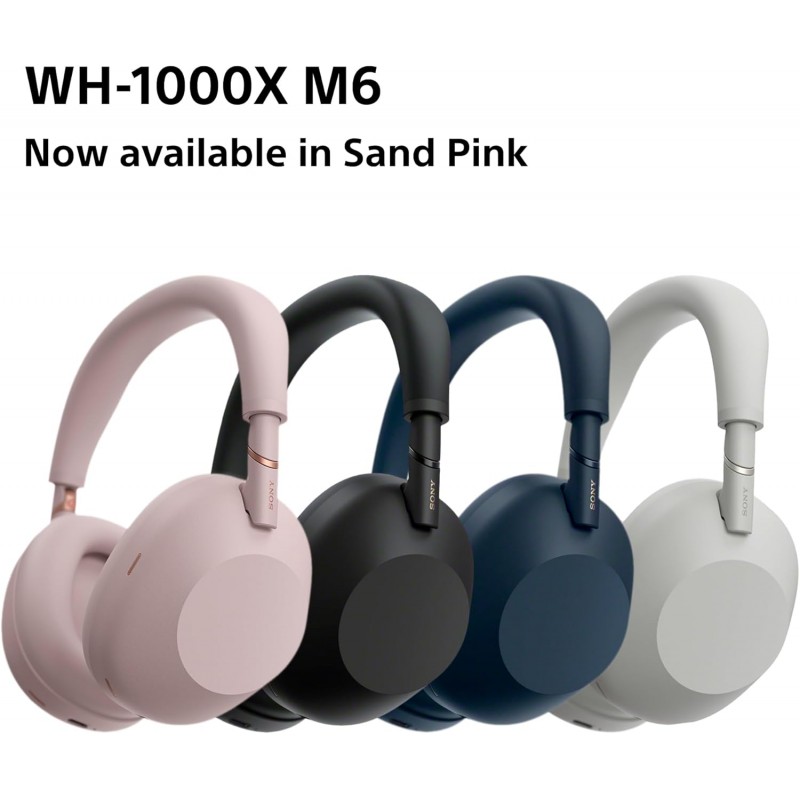 Sony WH-1000XM6 Wireless Noise Cancelling Headphones - Sand Pink