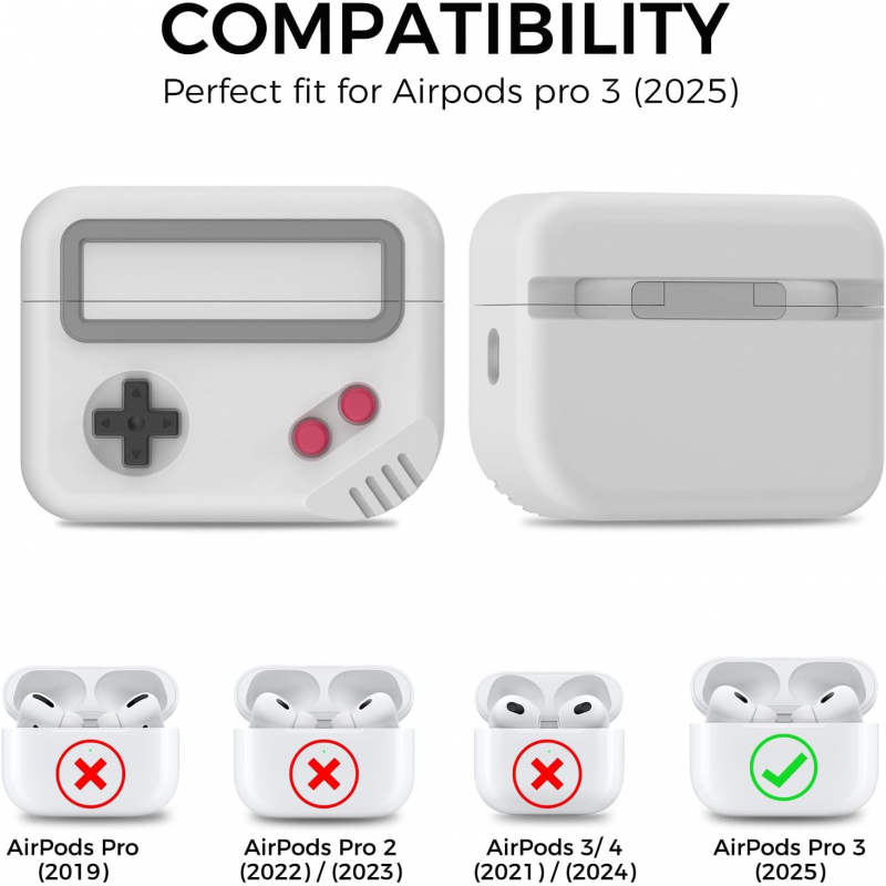 Silicone Game Console Design Case for Apple AirPods Pro 3rd Generation - Light Grey