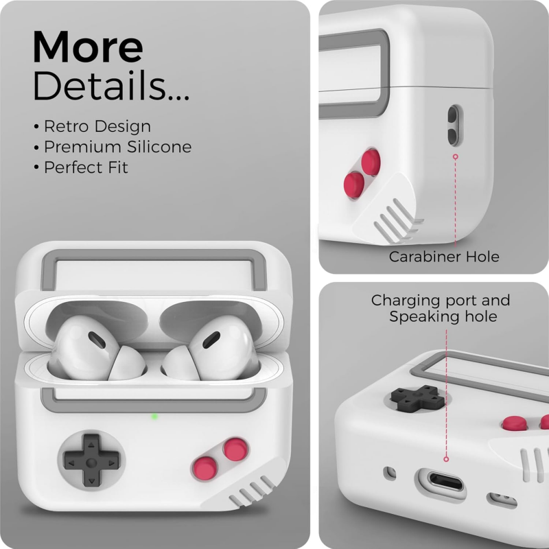 Silicone Game Console Design Case for Apple AirPods Pro 3rd Generation - Light Grey